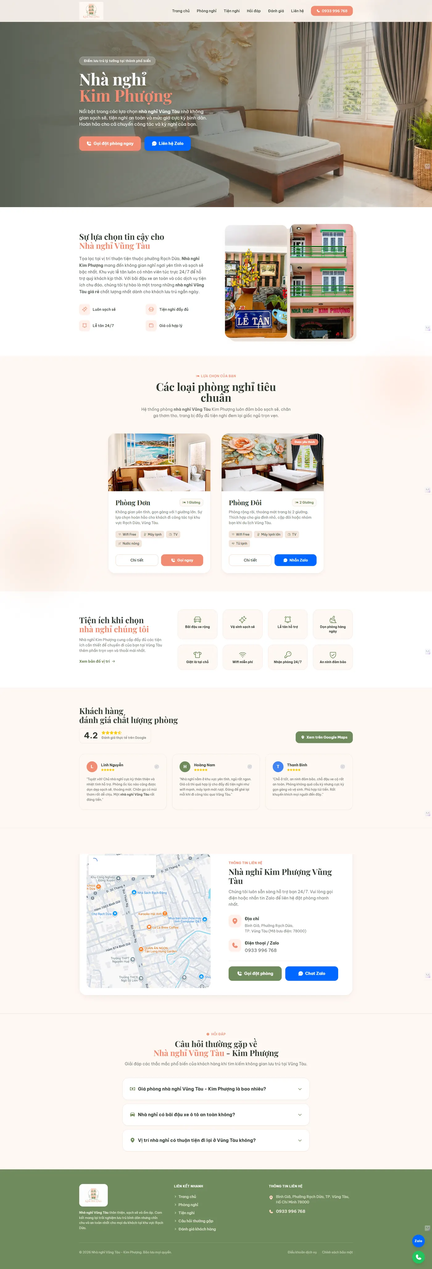 Nhà nghỉ Kim Phượng Vũng Tàu - Website lưu trú - dự án website do 72webops triển khai