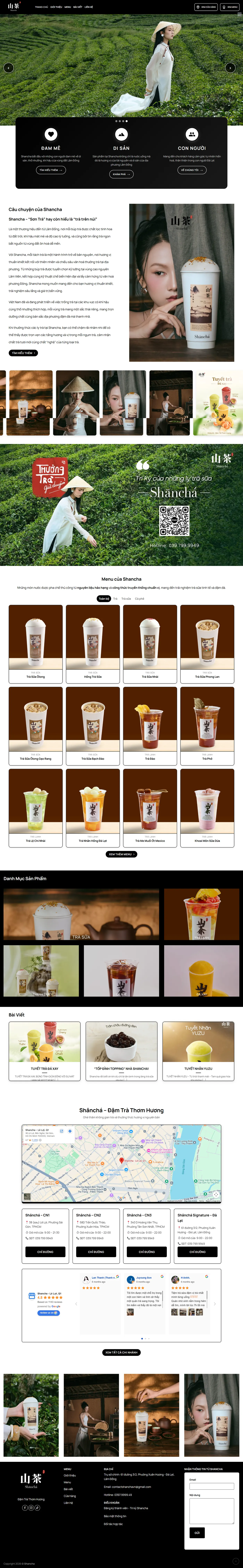 Shancha - Website thương hiệu đồ uống - dự án website do 72webops triển khai